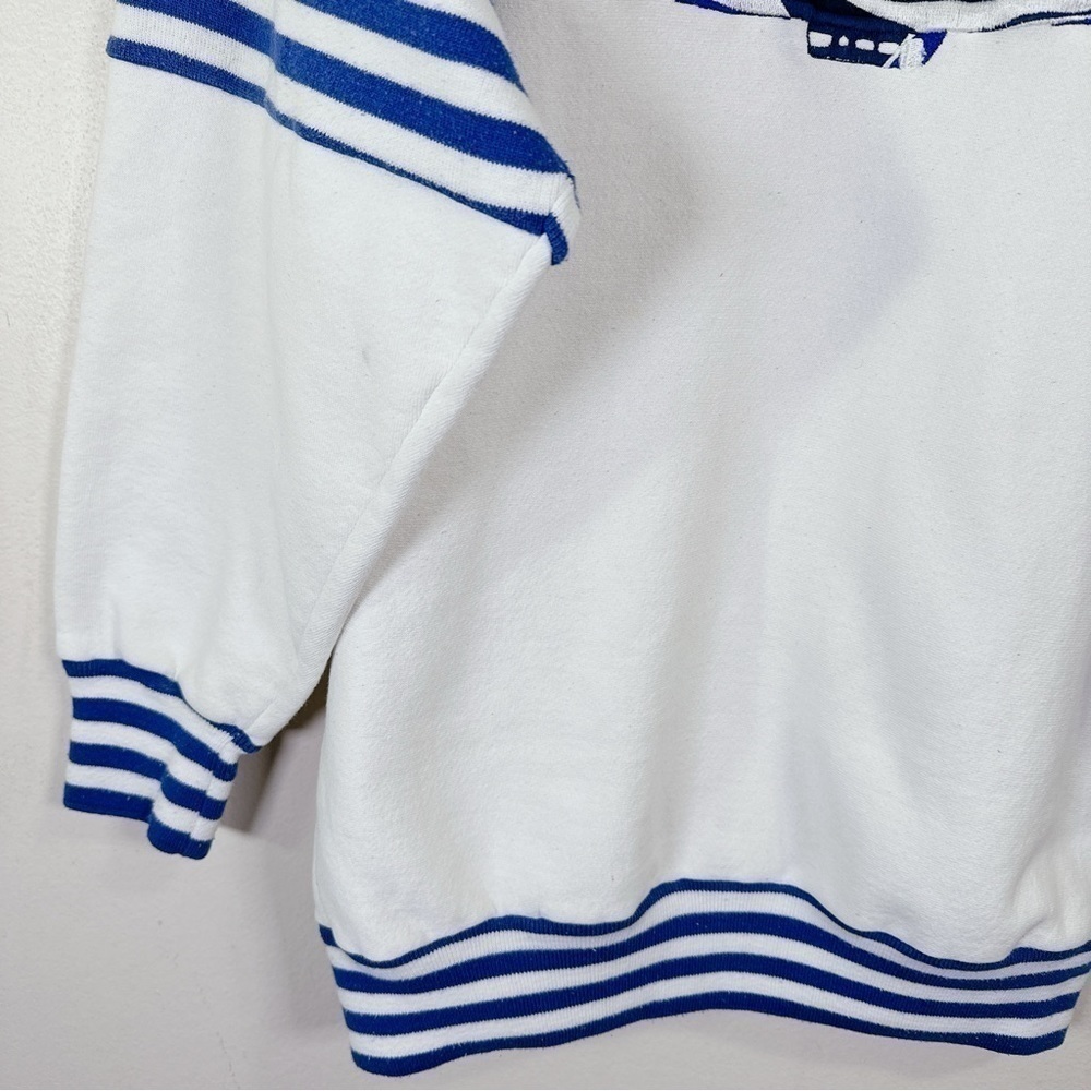 Jostens White Blue Striped Sea World Crew Neck Sweatshirt - Picture 10 of 16